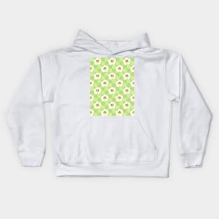 Vintage groovy retro checkered green flower pattern Kids Hoodie